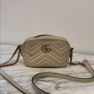 Gucci Taupe Quilted Crossbody Bag